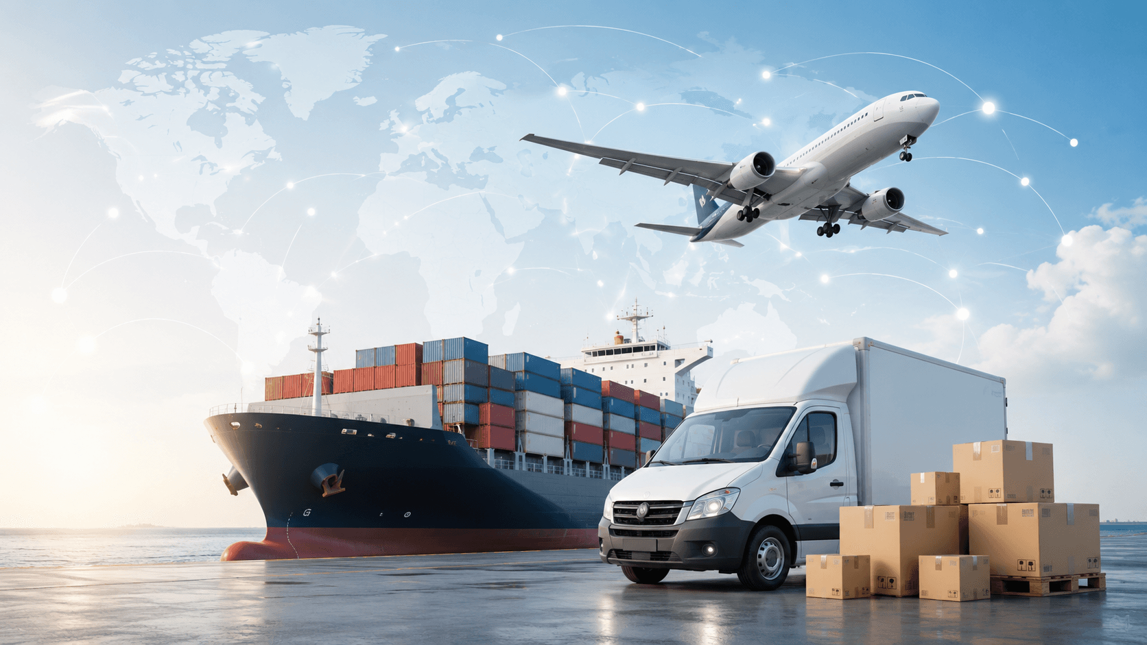 Global shipping and logistics — sea, air, and last-mile delivery